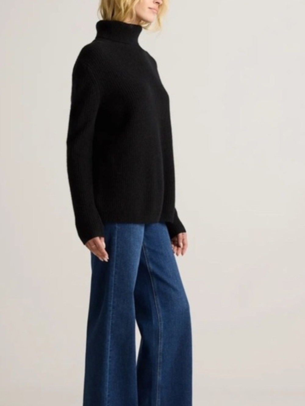Quince Black 100% Organic Cotton Turtleneck Sweater XL - Picture 2 of 12
